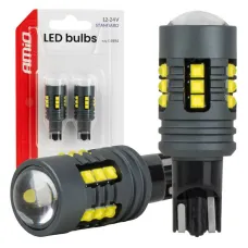 AMIO 04994 — Żarówki LED STANDARD W16W T15 2525 18SMD białe 12V 24V AMIO-04994