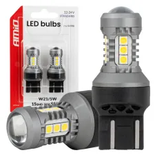 AMIO 04998 — Żarówki LED STANDARD 7443 W21/5W 3030 15SMD białe 12V 24V AMIO-04998