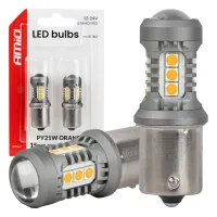 Żarówki LED STANDARD BAU15S PY21W 2x1860SMD 3030 15SMD pomarańczowe 12V 24V AMIO-05002
