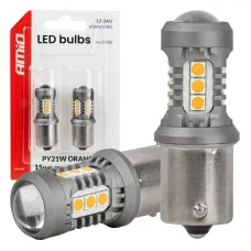 AMIO 05002 — Żarówki LED STANDARD BAU15S PY21W 2x1860SMD 3030 15SMD pomarańczowe 12V 24V AMIO...