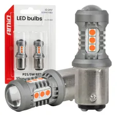 AMIO 05004 — Żarówki LED STANDARD BAY15D P21/5W 3030 15SMD czerwone 12V 24V AMIO-05004