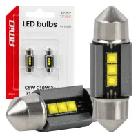 Żarówki LED CANBUS C5W C10W 31MM 2525 3SMD białe 12V 24V AMIO-05006