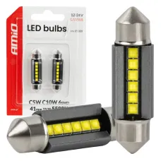 AMIO 05009 — Żarówki LED CANBUS C5W C10W 41MM 2525 6SMD White 12V 24V AMIO-05009