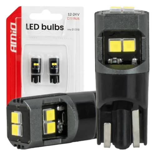 Żarówki LED CANBUS W5W T10 2020 6SMD białe 12V 24V AMIO-05010