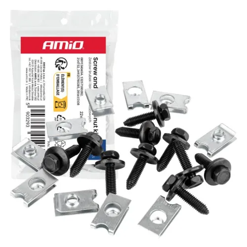 Zestaw śrubek i blaszek montażowych 22 mm ⌀ 6 mm 10kpl AMIO-05033