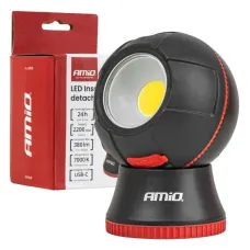 AMIO 04939 — Lampa inspekcyjna kulista odpinana LED 4W COB 2200 mAh AMIO-04939