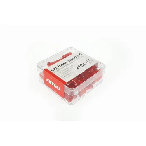 Bezpieczniki samochodowe standard pudełko 50 szt. 10A AMIO-01334