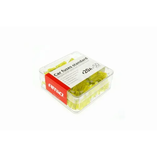 Bezpieczniki samochodowe standard pudełko 50 szt. 20A AMIO-01336