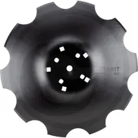 Talerz brony talerzowej Agrisem ząbkowana  Ø 510 x 4 mm  Ø zew. koła osi otworów: 150 mm  Ø wew. koła osi otworów: 110 mm  Ø otworu: 15 mm / 21 mm  cz