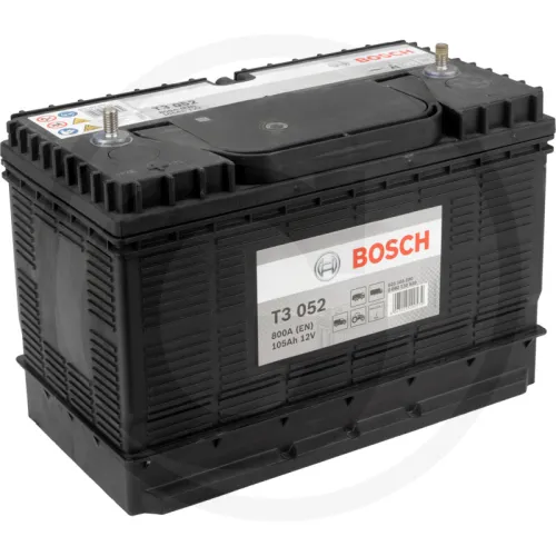 Akumulator T3 052 12 V / 105 Ah technologia hybrydowa SLI; wapń / wapń; możliwość napełnienia wodą Zestawienie ogólne Akumulatory BOSCH