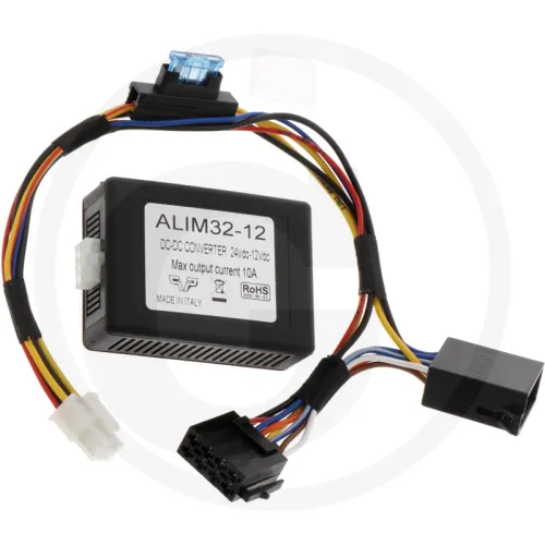 Przekładnik napięciowy 24 V → 12 V; łatwy montaż, zajmuje mało miejsca Przekładnik napięciowy KENWOOD 24 V → 12 V