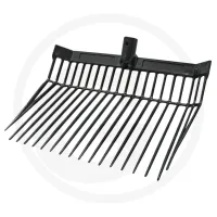 Widły do obornika Akcesoria oborowe wygięty uchwyt trzonka, ze stabilnego tworzywa sztucznego, 17 zębów o dł. 33 cm i szerokości 38 cm, trzonek do zak