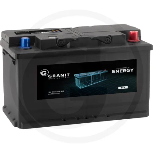 Akumulator 12 V / 80 Ah Akumulator EFB, bezobsługowy Zestawienie ogólne Akumulatory GRANIT