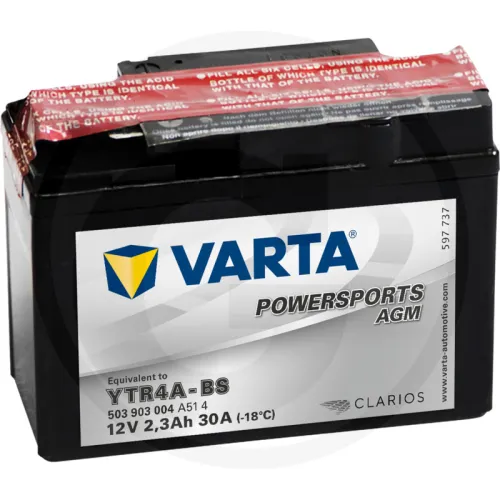 Akumulator POWERSPORTS AGM 12 V / 2,3 Ah Akumulator rozruchowy, ładowany na sucho, z kwasem, bezobsługowy Zestawienie ogólne Akumulatory VARTA