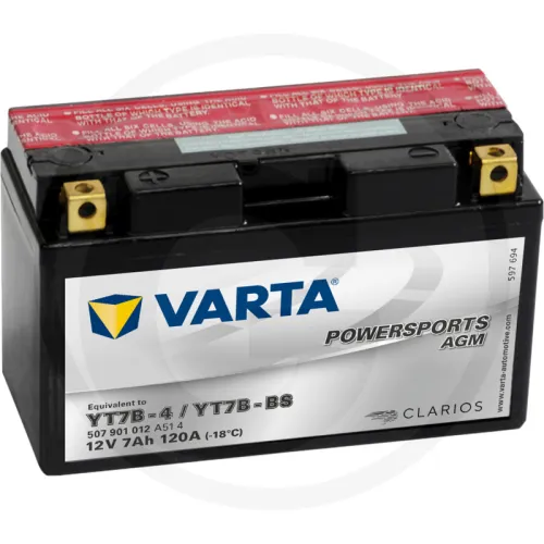 Akumulator POWERSPORTS AGM 12 V / 7 Ah Akumulator rozruchowy, ładowany na sucho, z kwasem, bezobsługowy Zestawienie ogólne Akumulatory VARTA