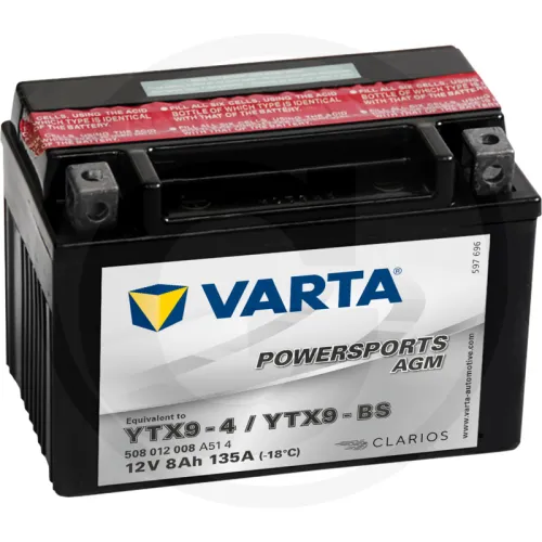 Akumulator POWERSPORTS AGM 12 V / 8 Ah Akumulator rozruchowy, ładowany na sucho, z kwasem, bezobsługowy Zestawienie ogólne Akumulatory VARTA