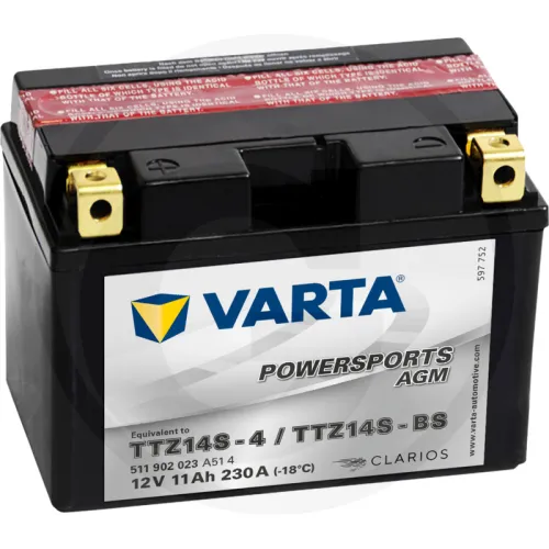 Akumulator POWERSPORTS AGM 12 V / 11 Ah Akumulator rozruchowy, ładowany na sucho, z kwasem, bezobsługowy Zestawienie ogólne Akumulatory VARTA