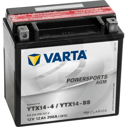 Akumulator POWERSPORTS AGM 12 V / 12 Ah Akumulator rozruchowy, ładowany na sucho, z kwasem, bezobsługowy Zestawienie ogólne Akumulatory VARTA
