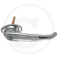 Klamka drzwi  Klamka z cylindrem, chromowana, z rozetą, rozstaw otworów 35 mm, długość uchwytu 140 mm, w zestawie kluczyk Blokady szyb i drzwi