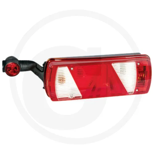 Lampa tylna ECOPOINT II lewa, z 7-pinowym złączem ASS2 z ramieniem obrysowym (żarówka) i trójkątnym odblaskiem Aspöck Oświetlenie tylne