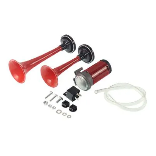 SYGNAŁ PNEUMATYCZNY TRĄBKA PODWÓJNY Z POMPKĄ, 12V, L=166/216MM, FANFARA