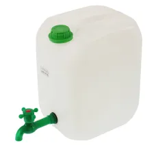 001321 — POJEMNIK NA WODĘ 10L - BIAŁY + PLASTIKOWY KRANIK BEZ GWINTU U DOŁU