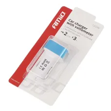  01028 — ADAPTER SAMOCHODOWY USB (ŁADOWARKA) 2 GNIAZDA - DC 5V, 1X1A, 1X2A + TESTER NAPIĘ...