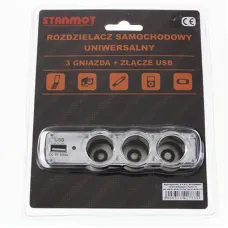  07892 — ROZGAŁĘŹNIK DO ZAPALNICZKI - 3 GNIAZDA + 1 GNIAZDO USB