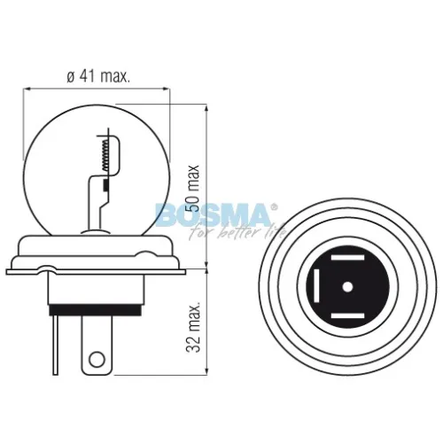ŻARÓWKA R2, 12V, 45/40W P45T, HOMOLOGACJA E19