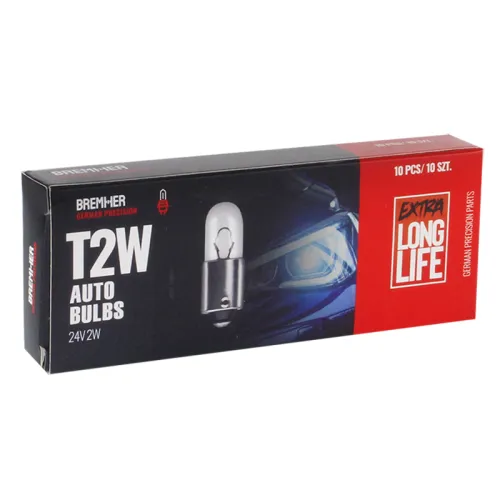 ŻARÓWKA T2W, 24V, 2W BA9S, HOMOLOGACJA, KPL. 10SZT.