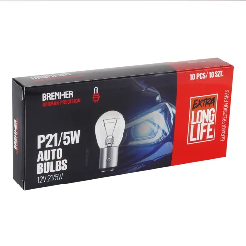 ŻARÓWKA P21/5W, 12V, 21/5W BAY15D,HOMOLOGACJA, KPL. 10SZT.