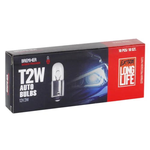 ŻARÓWKA T2W, 12V, 2W BA9S, HOMOLOGACJA, KPL. 10SZT.
