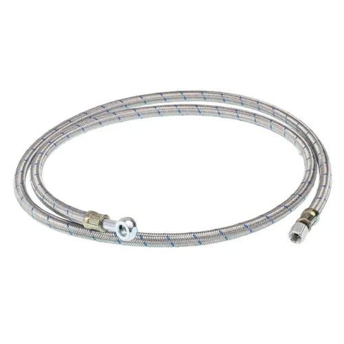 PRZEWÓD CIŚNIENIA OLEJU W OPLOCIE L=1550MM, DO WSKAŹNIKA M10X1,25, OCZKO FI10MM