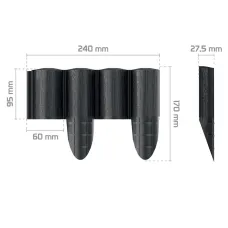 CELLFAST 34-032 — PALISADA OGRODOWA 4 ECO ANTRACYT - 9,5x240cm
