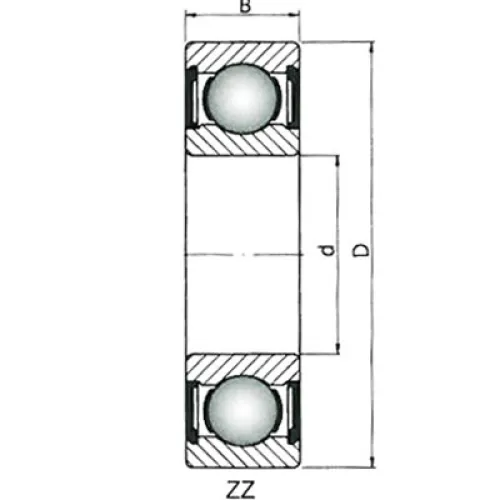 ŁOŻYSKO KULKOWE 1-RZĘDOWE 6303-ZZ POPRZECZNE, 47X17X14MM, USZCZELN. ZZ