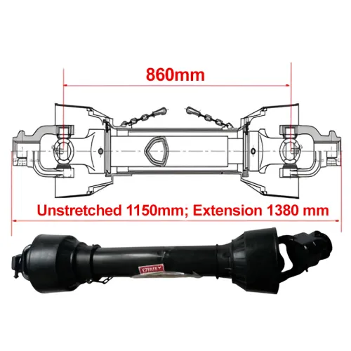 WAŁ ODBIORU MOCY WOM L= 860MM + SPRZĘGŁO 2100NM, 6 WPUSTÓW, KRZYŻAK 38X102,3, TRÓJKĄTNY, KOŁEK ZRYWALNY