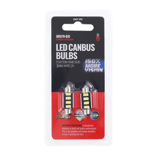 ŻARÓWKI LED CANBUS C5W C10W 2SZT, 4SMD 5630, 36MM BIAŁE 12V