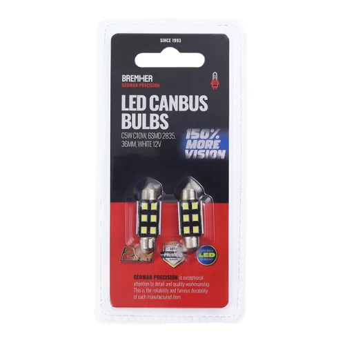 ŻARÓWKI LED CANBUS C5W C10W 2SZT, 6SMD 2835, 36MM BIAŁE 12V