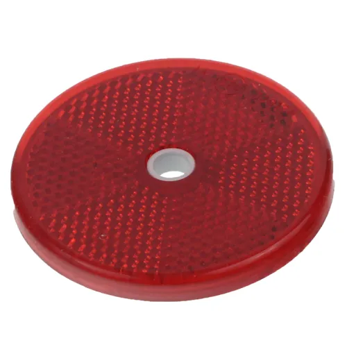 ODBLASK OKRĄGŁY Z OTWOREM CZERWONY FI 60MM