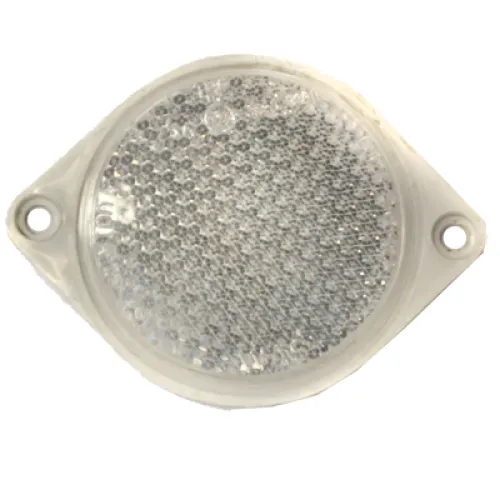 ODBLASK OKRĄGŁY Z UCHEM BIAŁY FI 75MM, ROZSTAW OTW. 100MM