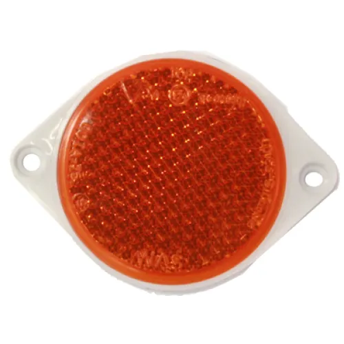 ODBLASK OKRĄGŁY Z UCHEM POMARAŃCZOWY FI 75MM, ROZSTAW OTW. 100MM