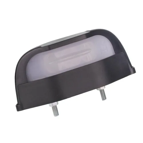 LAMPA OŚWIETLENIA TABLICY REJESTRACYJNEJ DIODOWA, KLOSZ BIAŁY, CZARNA, BOCZNA,12/30V