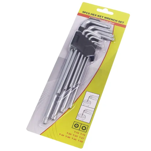 ZESTAW KLUCZY IMBUSOWYCH TYPU TORX 9-ELEM, DŁUGIE, ZAWIESZKA, BLISTER