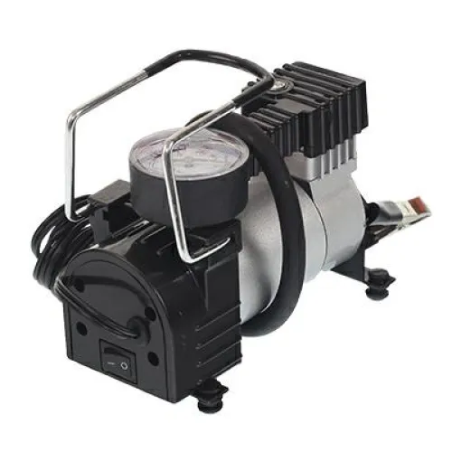 KOMPRESOR DO POMPOWANIA POW.12V 30L/MIN Z MANOMETREM DO 10BAR/ATM, JEDNOTŁOKOWY CYLINDER 19MM, METALOWA OBUDOWA
