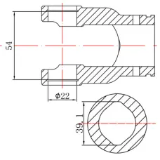 GMP GMP2504H — WIDEŁKI WAŁU ODB. MOCY FI 22X54 -39,1 PRZEKÓRJ DWUGARBNY 39,1
