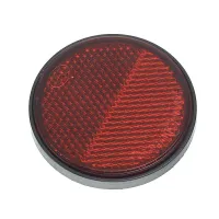 ODBLASK OKRĄGŁY PRZYKLEJANY CZERWONY FI 60MM,  W RAMCE