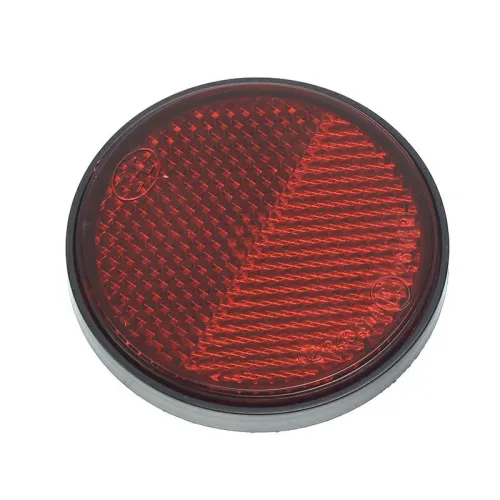 ODBLASK OKRĄGŁY PRZYKLEJANY CZERWONY FI 60MM,  W RAMCE