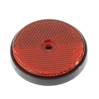 ODBLASK OKRĄGŁY Z OTWOREM CZERWONY FI 60MM, W RAMCE, HOMOLOGACJA