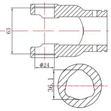 GMP GMP3002H — WIDEŁKI WAŁU ODB. MOCY FI 24X63 -36,1 PRZEKRÓJ TRÓJGARBNY 36,1