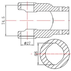 GMP GMP4004H — WIDEŁKI WAŁU ODB. MOCY FI 27X74,5 -48 PRZEKRÓJ DWUGARBNY 48